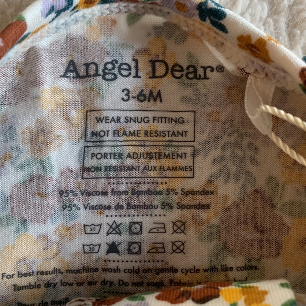 NWT Angel Dear Sweet Calico Floral Zipper Footie 3-6M - Picture 7 of 11